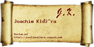Joachim Klára névjegykártya